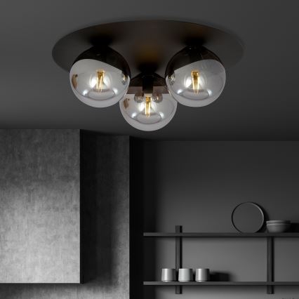 Mennyezeti lámpa SOLAR 3xE14/10W/230V fekete/szürke
