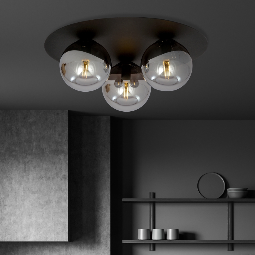 Mennyezeti lámpa SOLAR 3xE14/10W/230V fekete/szürke