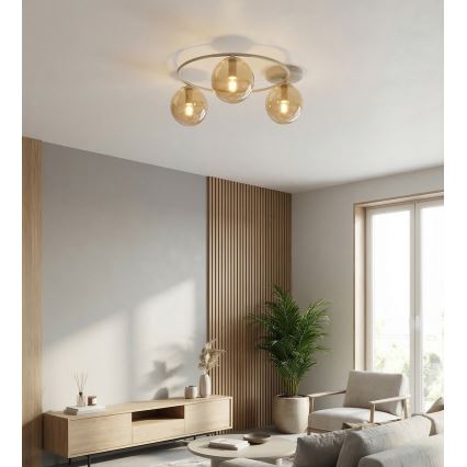 Mennyezeti lámpa SOPRA 3xE14/10W/230V bézs/füstös bézs
