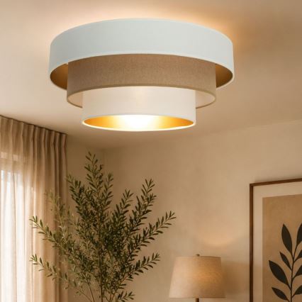 Mennyezeti lámpa WENTA 1xE27/60W/230V átm. 50 cm fehér/barna