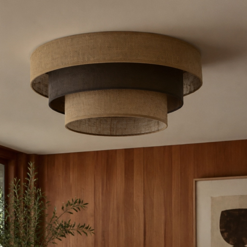 Mennyezeti lámpa WENTA 1xE27/60W/230V átm. 50 cm juta/barna