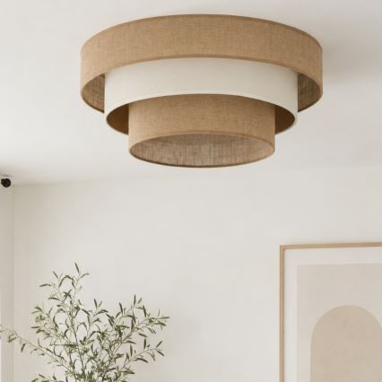 Mennyezeti lámpa WENTA 1xE27/60W/230V átm. 50 cm juta/bézs