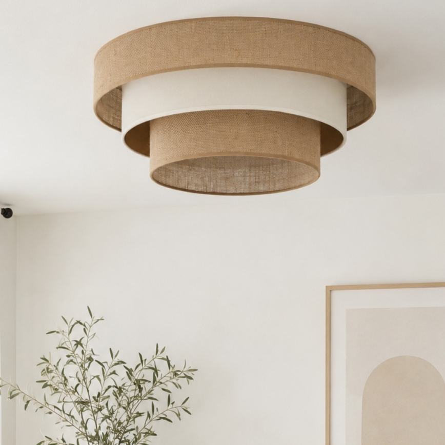 Mennyezeti lámpa WENTA 1xE27/60W/230V átm. 50 cm juta/bézs