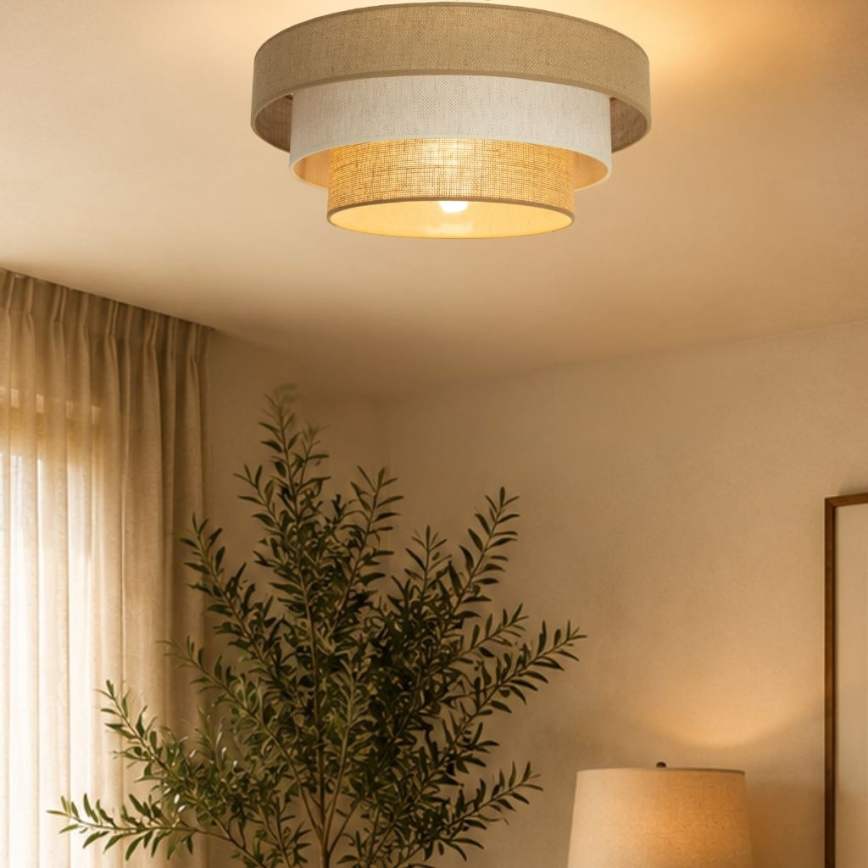 Mennyezeti lámpa WENTA 1xE27/60W/230V átm. 50 cm juta/krémszínű