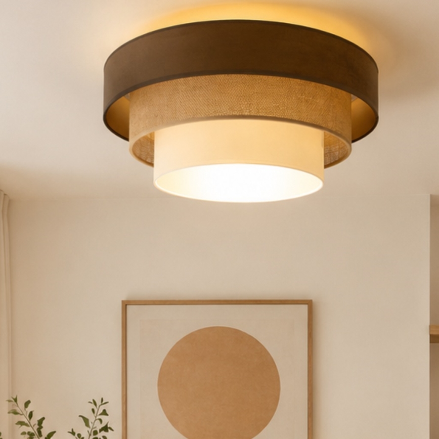 Mennyezeti lámpa WENTA 1xE27/60W/230V Ø 50 cm barna/juta/bézs