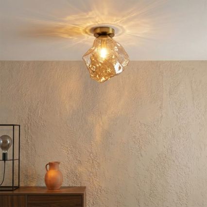 Mennyezeti lámpatest CRISTAL 1xE14/15W/230V sárgaréz/füstös bézs