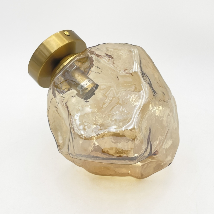 Mennyezeti lámpatest CRISTAL 1xE14/15W/230V sárgaréz/füstös bézs