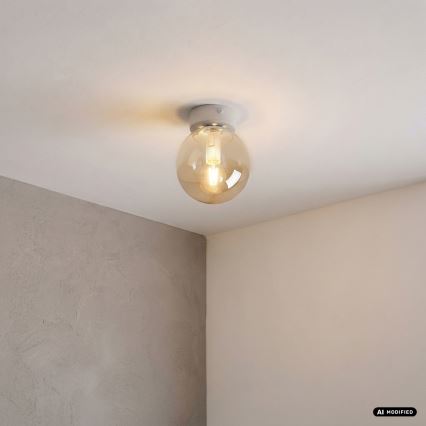 Mennyezeti lámpatest ELIAS 1xE14/5W/230V Ø 13 cm fehér/füstszínű bézs