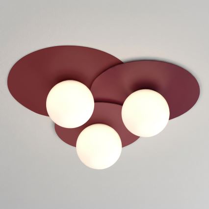 Mennyezeti lámpatest FLAT 3xE27/15W/230V 55x60 cm bordó