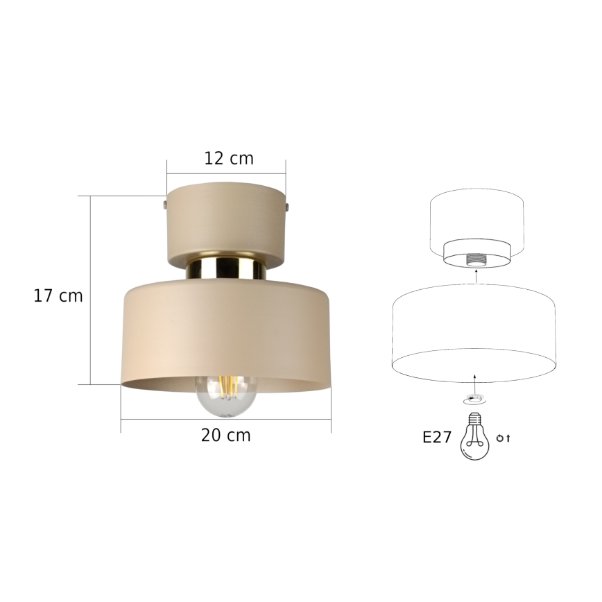 Mennyezeti lámpatest IGNIA 1xE27/60W/230V bézs/arany