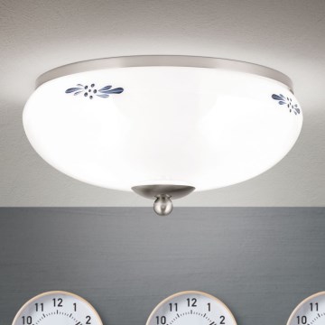 Mennyezeti lámpatest LANDHAUS 2xE27/60W/230V átm. 28 cm matt króm/fehér/kék