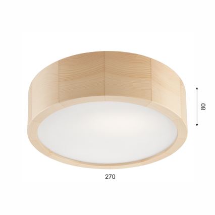 Mennyezeti lámpatest NATURAL 1xE27/60W/230V, átm. 27,5 cm, fenyő