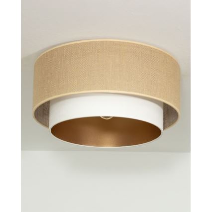 Mennyezeti lámpatest SARTA 1xE27/60W/230V, Ø 45 cm, fehér/juta