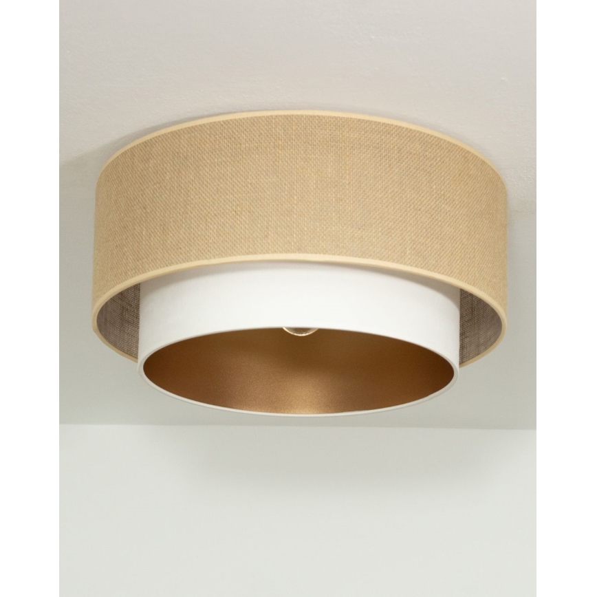 Mennyezeti lámpatest SARTA 1xE27/60W/230V, Ø 45 cm, fehér/juta
