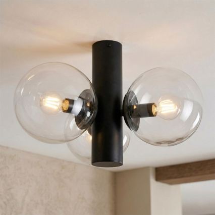 Mennyezeti lámpatest SFERIO 3xE14/5W/230V fekete/átlátszó