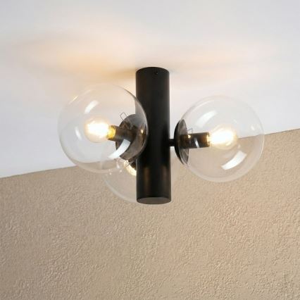 Mennyezeti lámpatest SFERIO 3xE14/5W/230V fekete/átlátszó