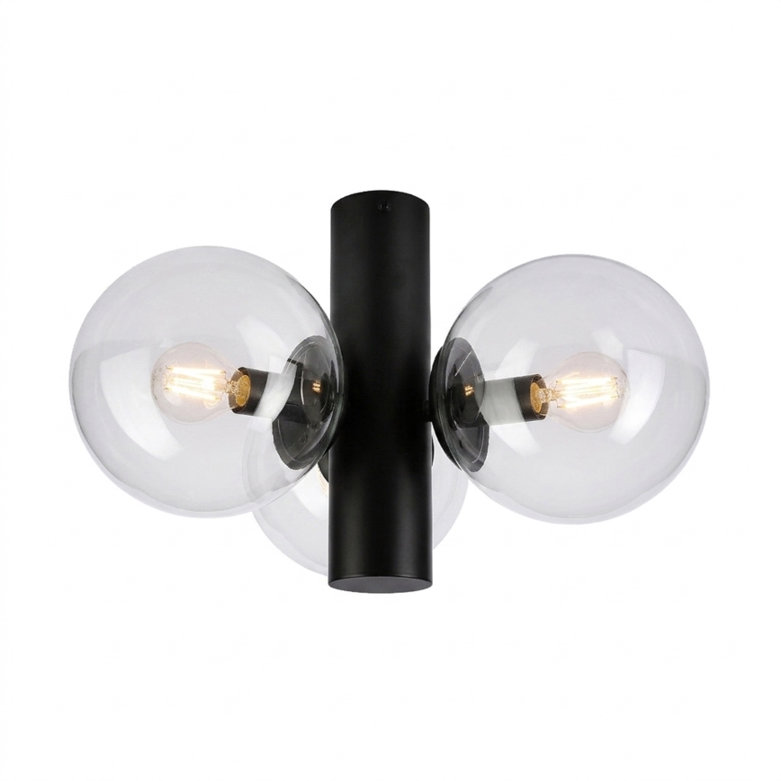 Mennyezeti lámpatest SFERIO 3xE14/5W/230V fekete/átlátszó
