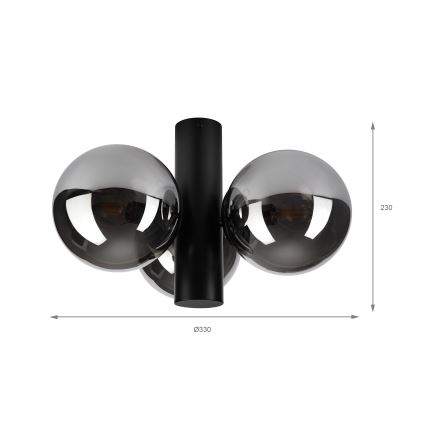 Mennyezeti lámpatest SFERIO 3xE14/5W/230V fekete/füstfekete