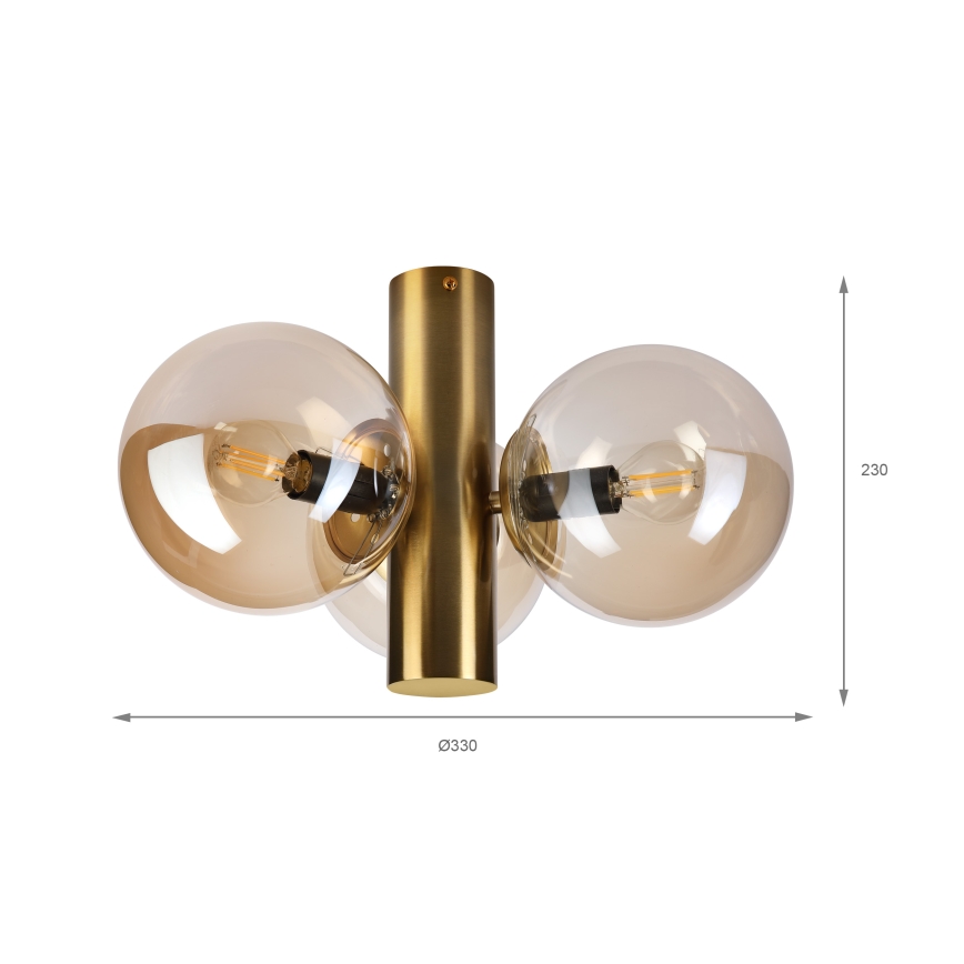Mennyezeti lámpatest SFERIO 3xE14/5W/230V sárgaréz/füstös bézs