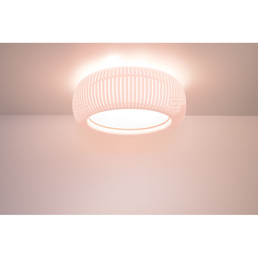 Mennyezeti lámpatest STRIPES 2xE27/40W/230V, átmérő 55 cm, fehér/rózsaszín