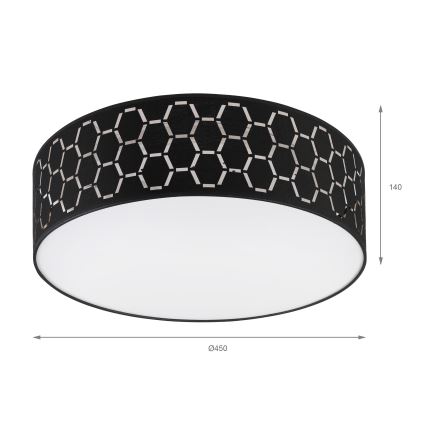 Mennyezeti lámpatest ULLE 2xE27/15W/230V átm. 45 cm fekete