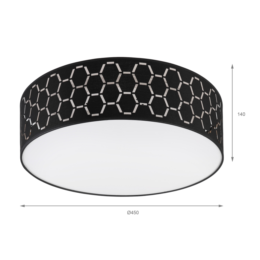 Mennyezeti lámpatest ULLE 2xE27/15W/230V átm. 45 cm fekete