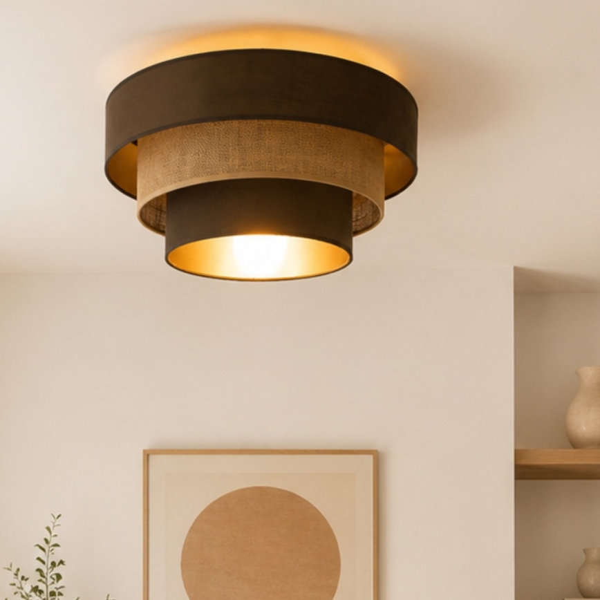 Mennyezeti lámpatest WENTA 1xE27/60W/230V átm. 50 cm barna/juta