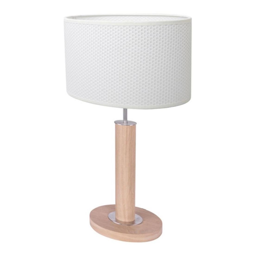 MERCEDES asztali lámpa 1x E27/40W/230V, 46 cm, fehér/tölgy