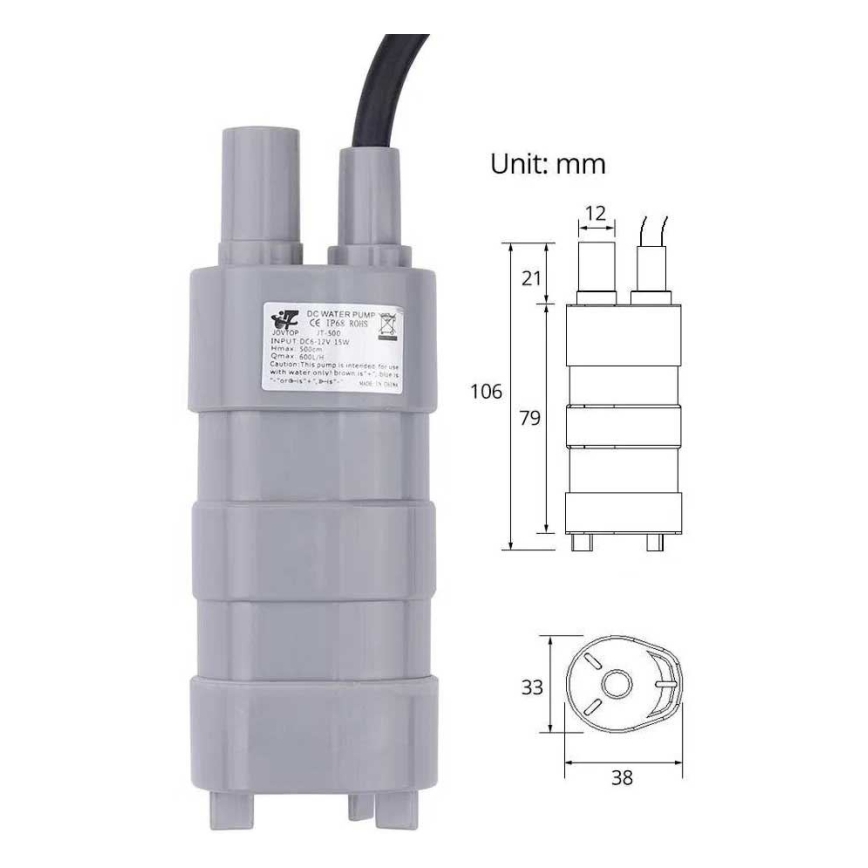 Merülő szivattyú 12 V, 600 l/óra