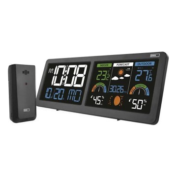 Meteo állomás színes LCD kijelzővel és ébresztőórával 5V 3xAAA + 2xAA fekete