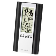 Meteorológiai állomás LCD kijelzővel és ébresztőórával 2xAAA fekete/ezüst