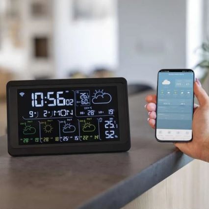 Meteorológiai állomás LCD kijelzővel GoSmart 230V/3xAAA + 2×AAA Wi-Fi Tuya fekete