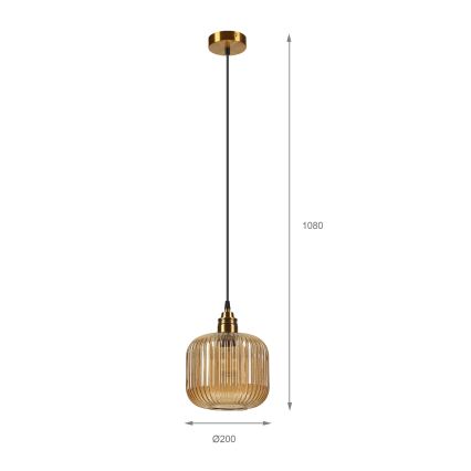 MILOU kábeles csillár 1xE27/15W/230V arany/füstös bézs