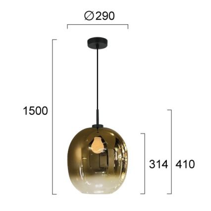 MIRROR kábelcsillár 1xE27/14W/230V, füstszínű arany
