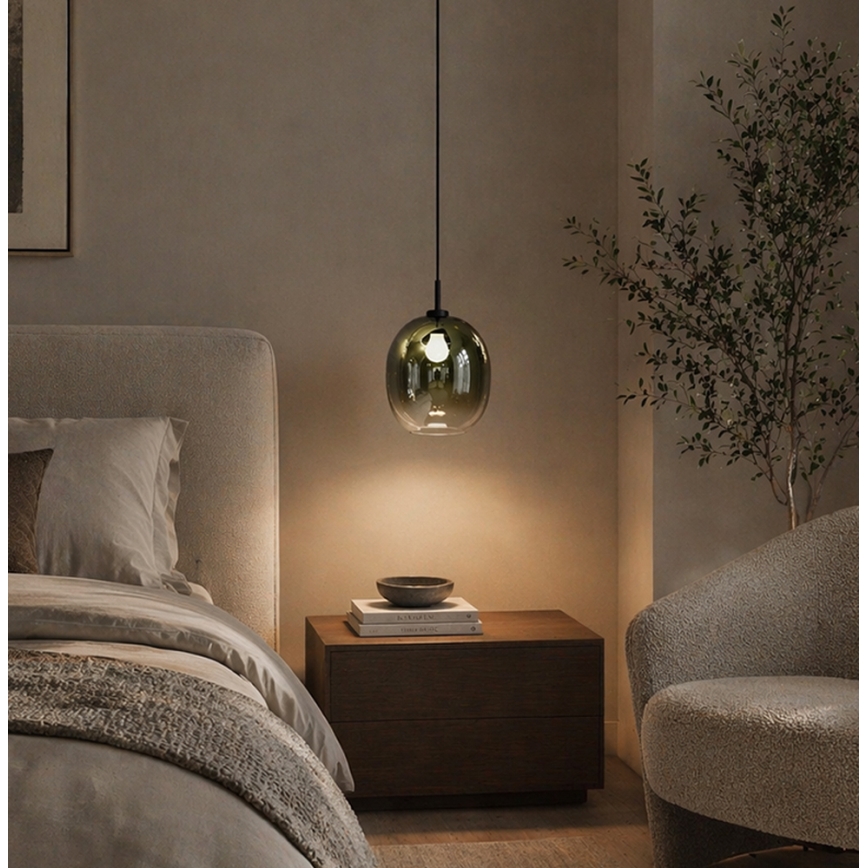 MIRROR kábeles függőlámpa 1xE27/14W/230V füstös zöld