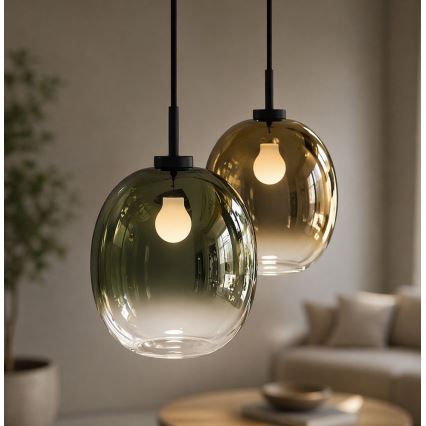 MIRROR kábeles függőlámpa 1xE27/14W/230V füstös zöld