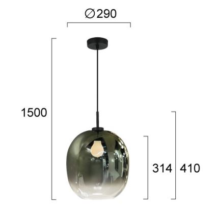 MIRROR kábeles függőlámpa 1xE27/14W/230V füstös zöld