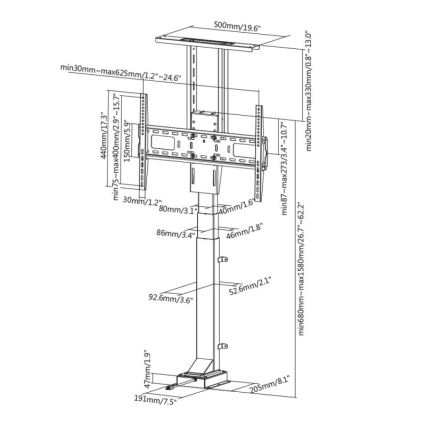 MK FLORIA MKF-19DM648 - Álllótartó TV-hez 37-65 fekete SCHUKO + távirányítás