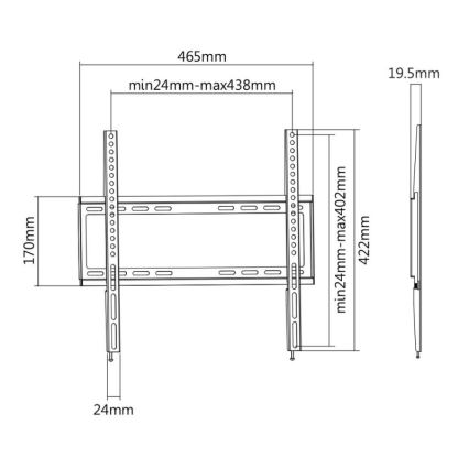 MK FLORIA MKF-20DF447 - Fali rögzítő konzol 65 TV-hez, fekete
