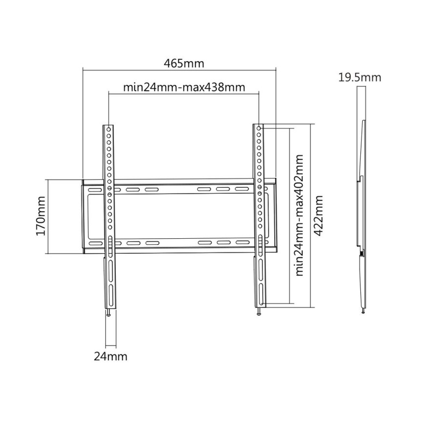 MK FLORIA MKF-20DF447 - Fali rögzítő konzol 65 TV-hez, fekete