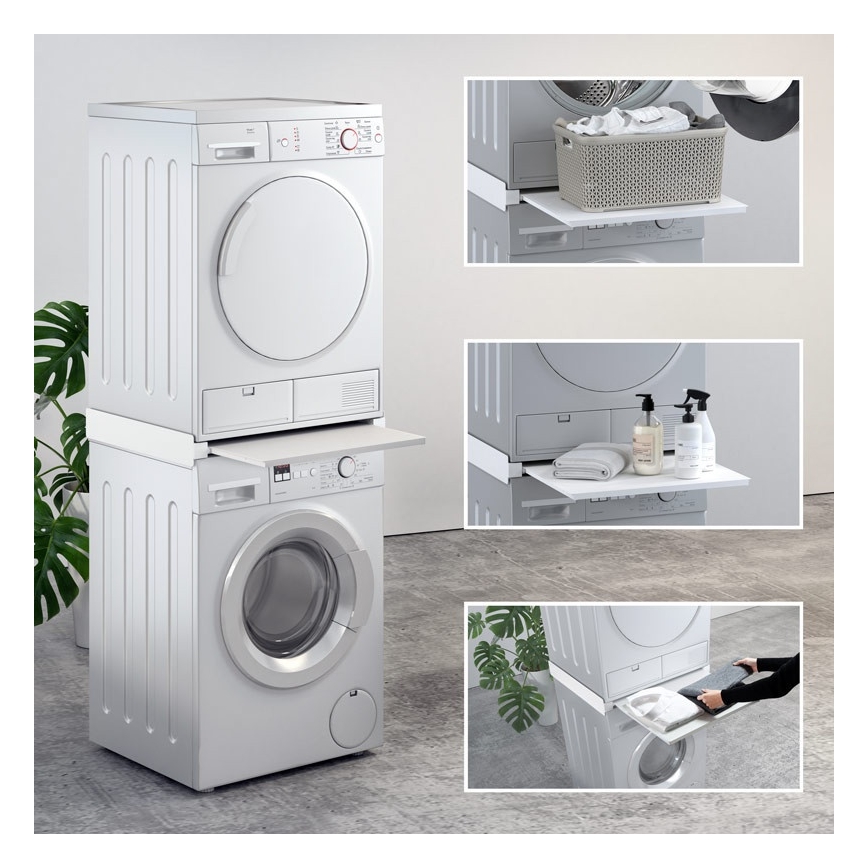 MK FLORIA MKF-23MZ601 - Mosógép és szárítógép összeépítő keret kihúzható panellel 60 cm fehér