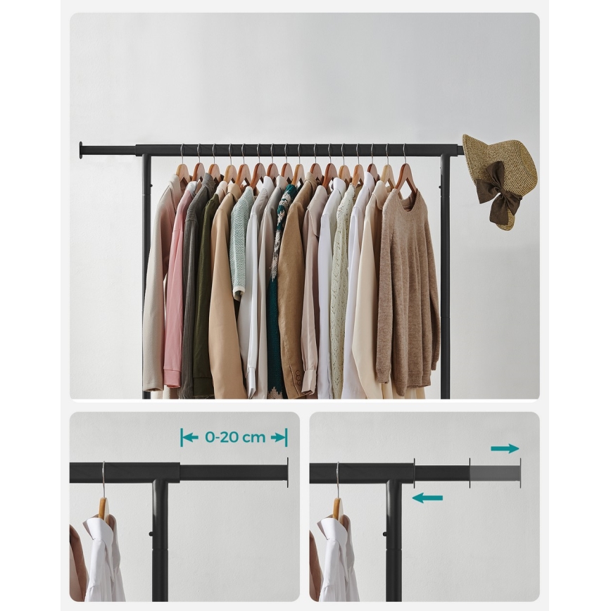 Mobil álló ruhafogas LINEA, fekete