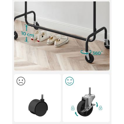 Mobil álló ruhafogas LINEA, fekete