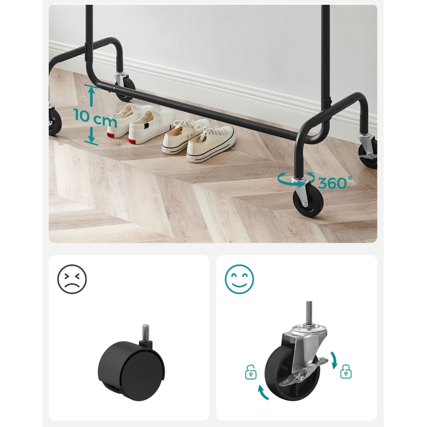 Mobil álló ruhafogas LINEA, fekete