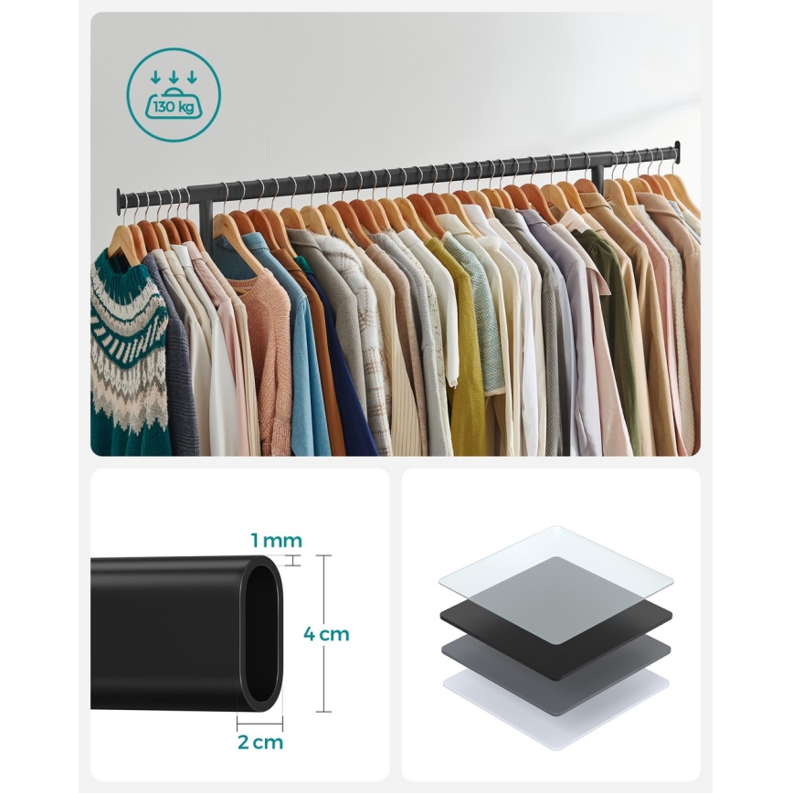 Mobil álló ruhafogas LINEA, fekete