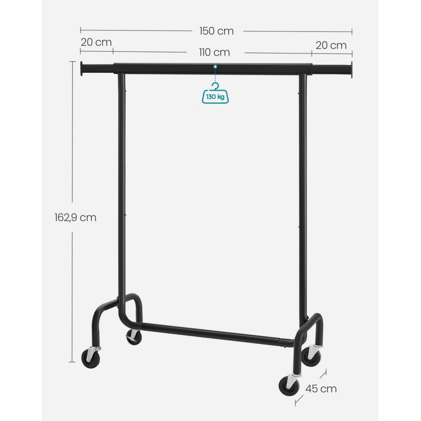 Mobil álló ruhafogas LINEA, fekete