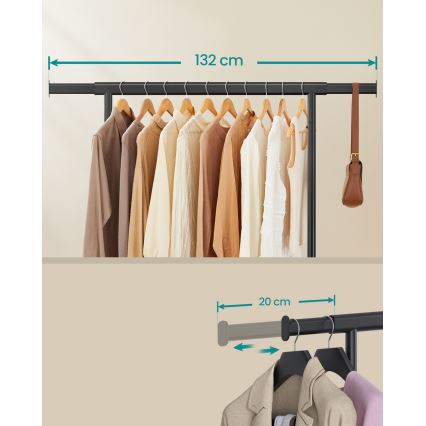 Mobil állványos ruhafogas LINEA, fekete