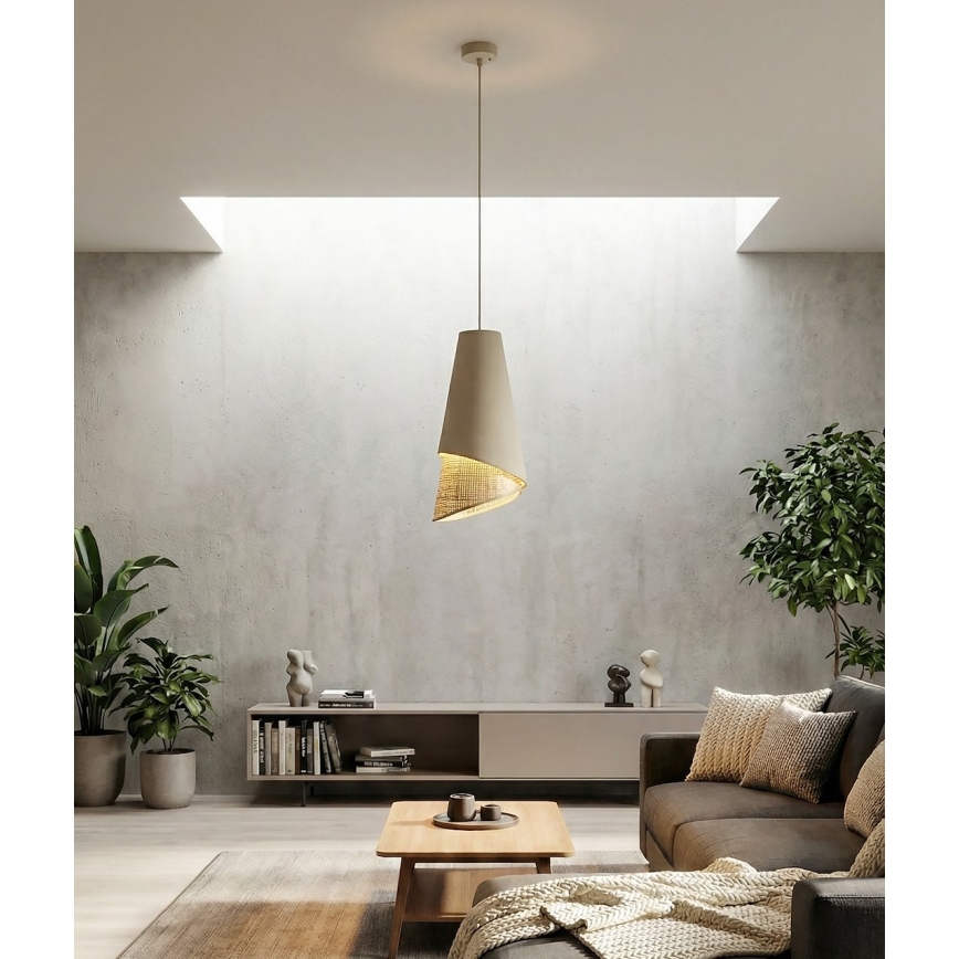 MODA zsinóros függőlámpa 1xE27/15W/230V bézs/rattan