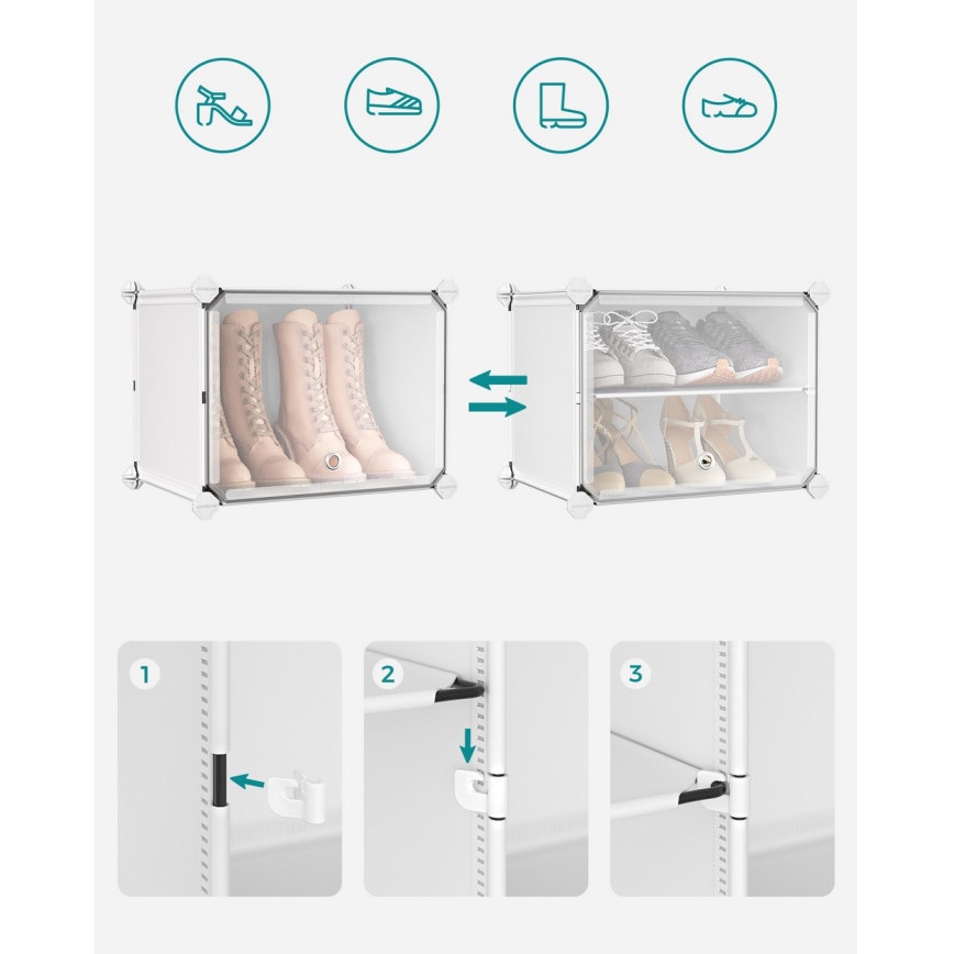 Moduláris polc rekeszekkel BOXIFY fehér
