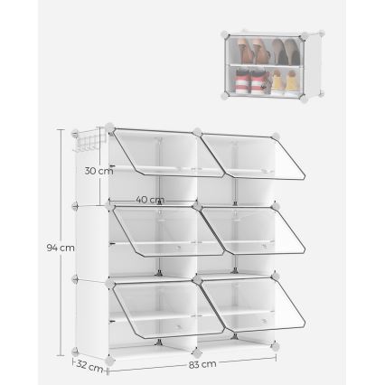 Moduláris polc rekeszekkel BOXIFY fehér